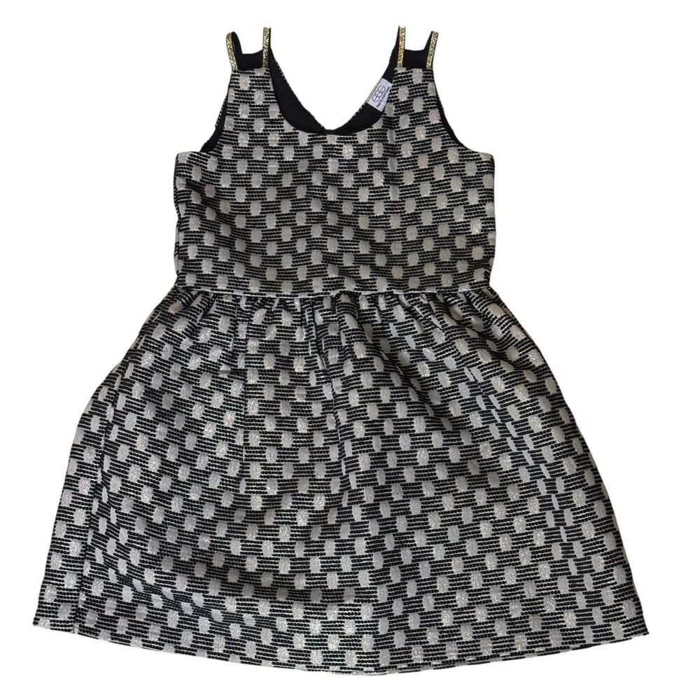 Egg By Susan Lazar Party Dress Metallic Gold Black Fit & Flare 2 Years